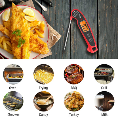 TempPro F05 Digital Instant Read Meat Thermometer – Fast Reading with Hold Function, Magnetic Back, IPX6 Waterproof BBQ & Cooking Thermometer for Meat, Turkey & Grill Prep