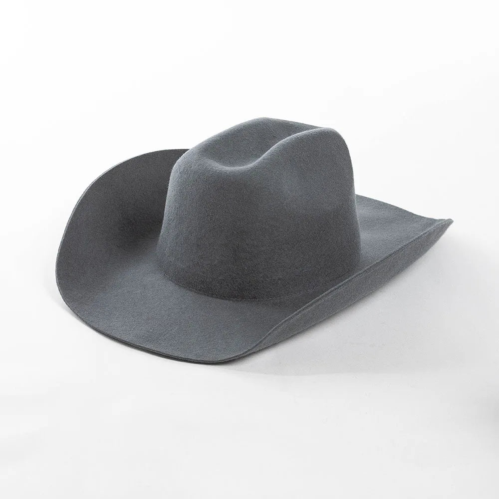 100% Wool Western Cowboy Hat – Casual Felt Cowgirl Hat for Men & Women, Autumn & Winter Outdoor Sunshade Fedoras Top Hat