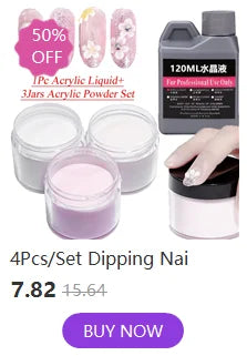 120ml EMA Polymer Acrylic Liquid & Powder - Pink Nail Builder for Dipping, Carving, Acrylic Powder, and Nail Tip Extensions