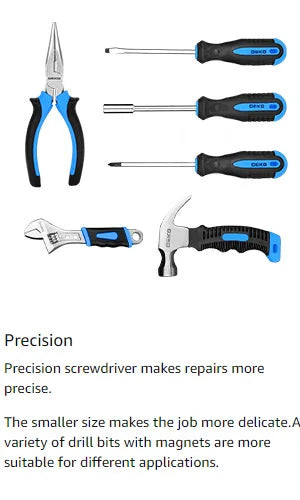 DEKO 126-Piece Drill Set – 8V Blue Cordless Drill & Hand Tool Kit for Home, Ideal for Women