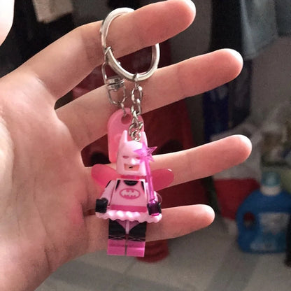 3D Fairy Star Bat Magnetic Keychain - Pink & Black Y2K Bow Key Ring Backpack Pendant Couple Gift