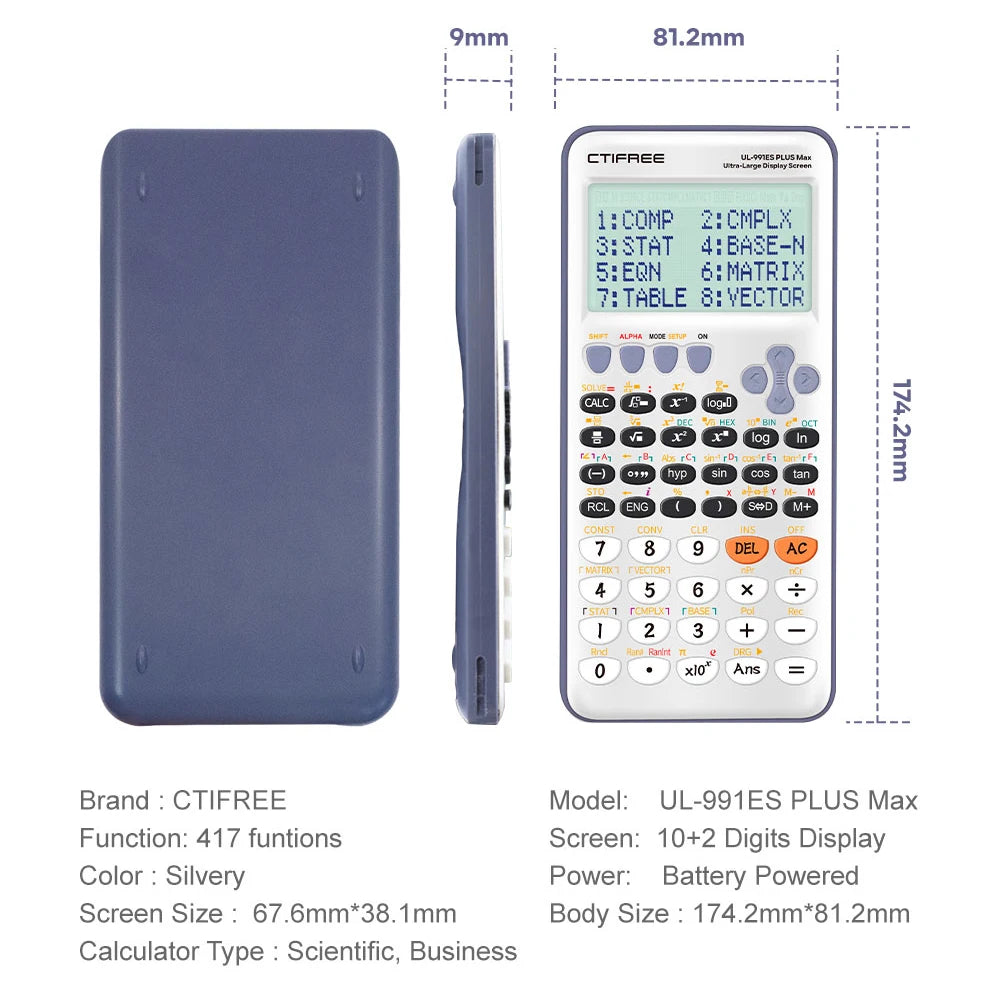 417-Function Scientific Calculator - Large-Screen Water-Based Pen Calculator for Students and Office Use