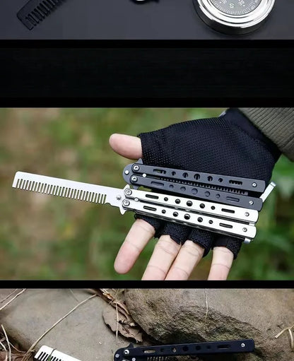 Butterfly Folding Comb for Men - Portable Metal Tip Comb, Convenient Carry Design