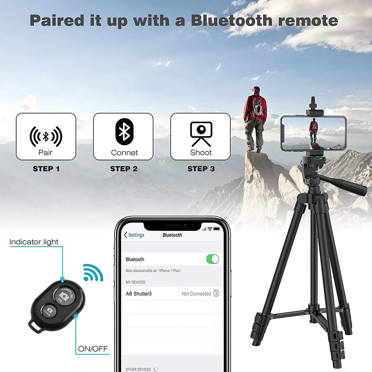 102cm Professional Phone Tripod - DSLR Camera and Photography Stand for Xiaomi, Huawei, iPhone, GoPro with Selfie Remote