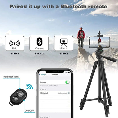 102cm Professional Phone Tripod - DSLR Camera and Photography Stand for Xiaomi, Huawei, iPhone, GoPro with Selfie Remote