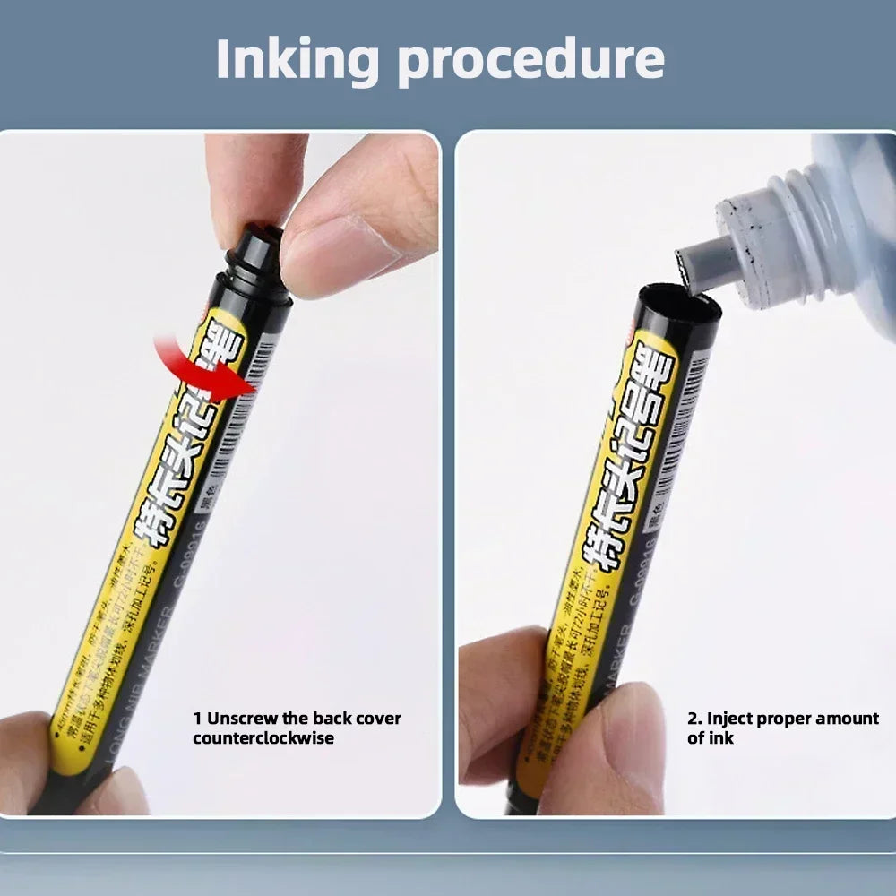 45mm Deep-Hole Carpenter Marker Pen - Long-Nib Woodworking Marking Pen for Measuring & Construction