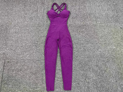Women’s Black Sporty Jumpsuit – 2025 Workout Yoga Gym Set with Push-Up Fitness Overalls