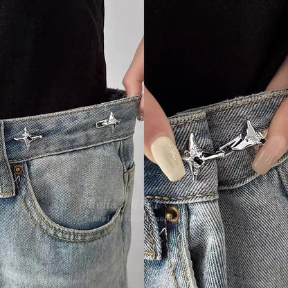 Four-Pointed Star Waist Tightening Tool – Adjustable Waist Buckle for Fashionable Jeans & Fixed Waist Style