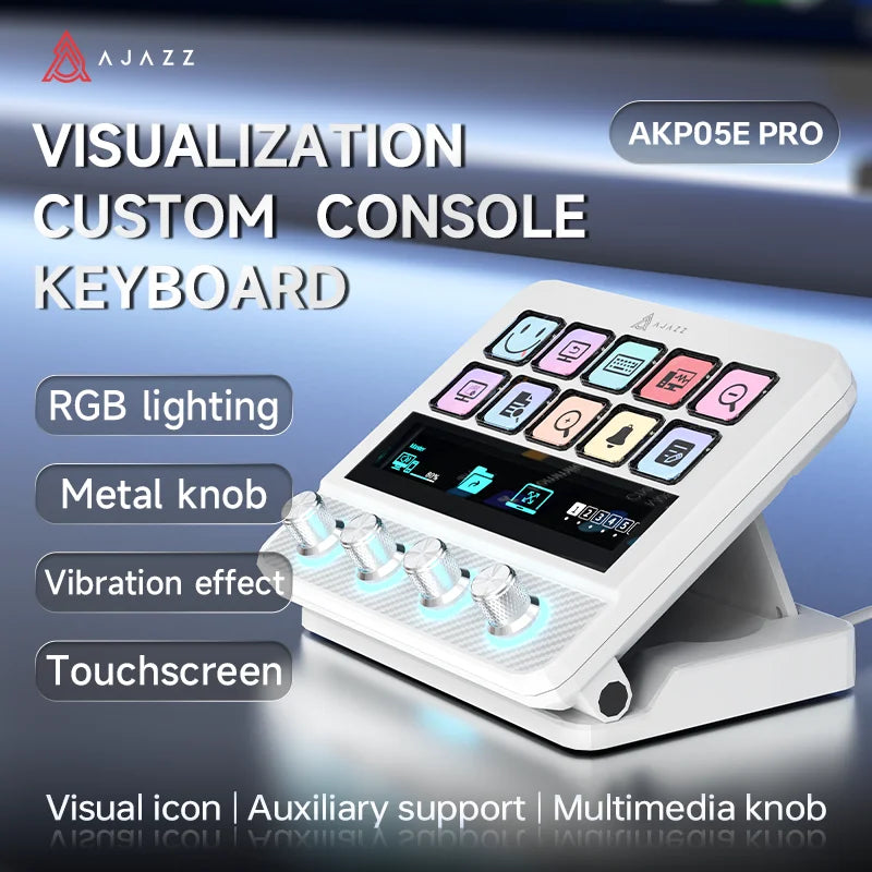 Ajazz AKP05 Pro Touch Bar Keyboard – Dynamic Backlit Keys, Vibration Feedback, Multi-Functional Desktop Assistant