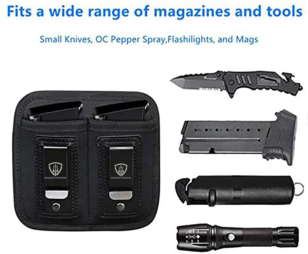 9mm .40 .45 Pistol Magazine Pouch – Single/Double Stack Holster, Concealed Carrier for Glock, S&W M&P, Sig Sauer, 1911, Beretta