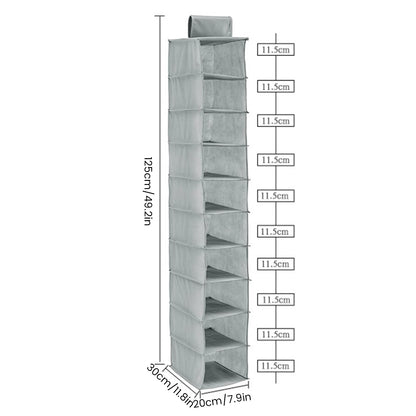 10-Layer Foldable Hanging Shoe Organizer – Non-Woven Space-Saving Shoe Rack for Home Bedroom Closet