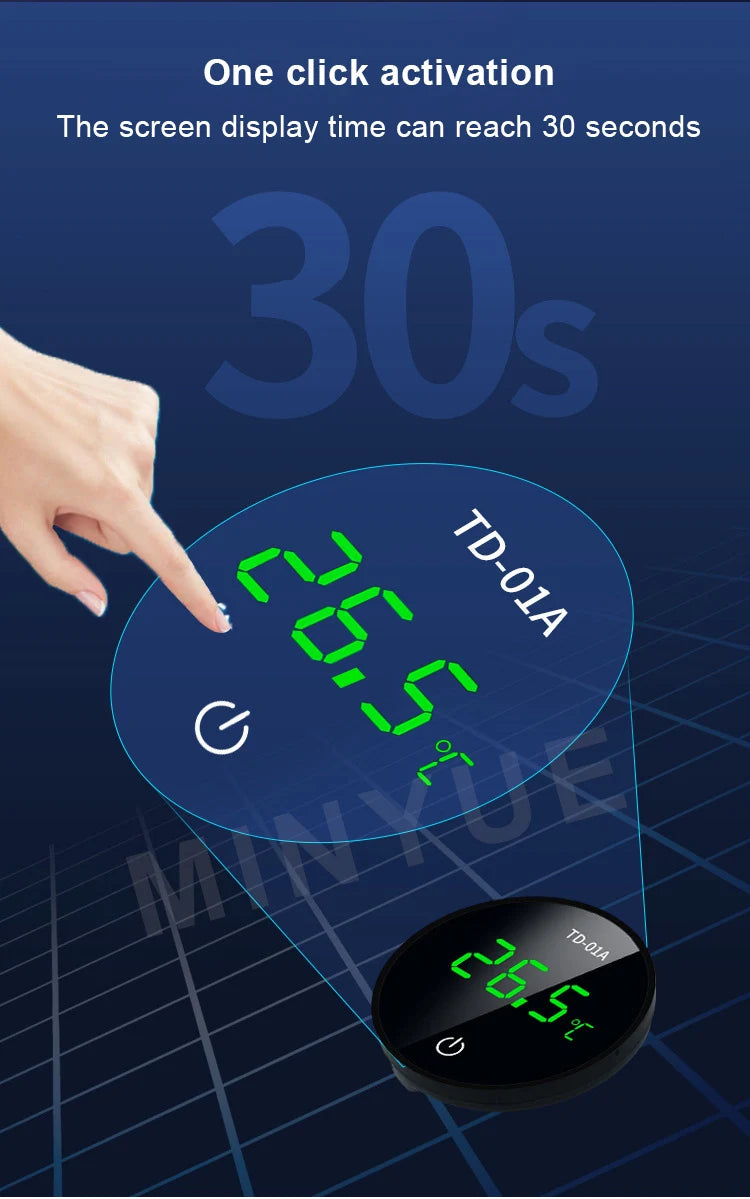 MINYUE LCD Digital Aquarium Thermometer – High Precision External Fish Tank Thermometer with Type-C Charging (-9.9 to 50℃)