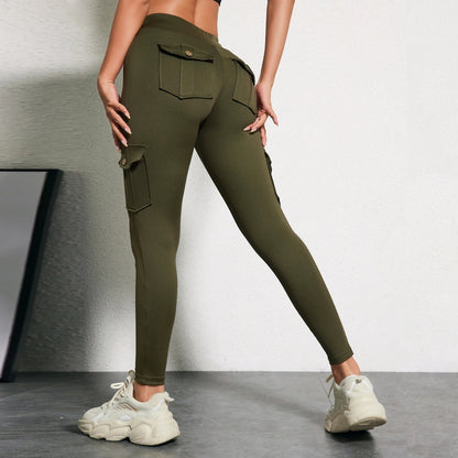 CHRLEISURE Women’s Seamless Yoga Pants – High-Waist Hip-Lifting Leggings with Pockets, Slim Elastic Gym & Fitness Wear