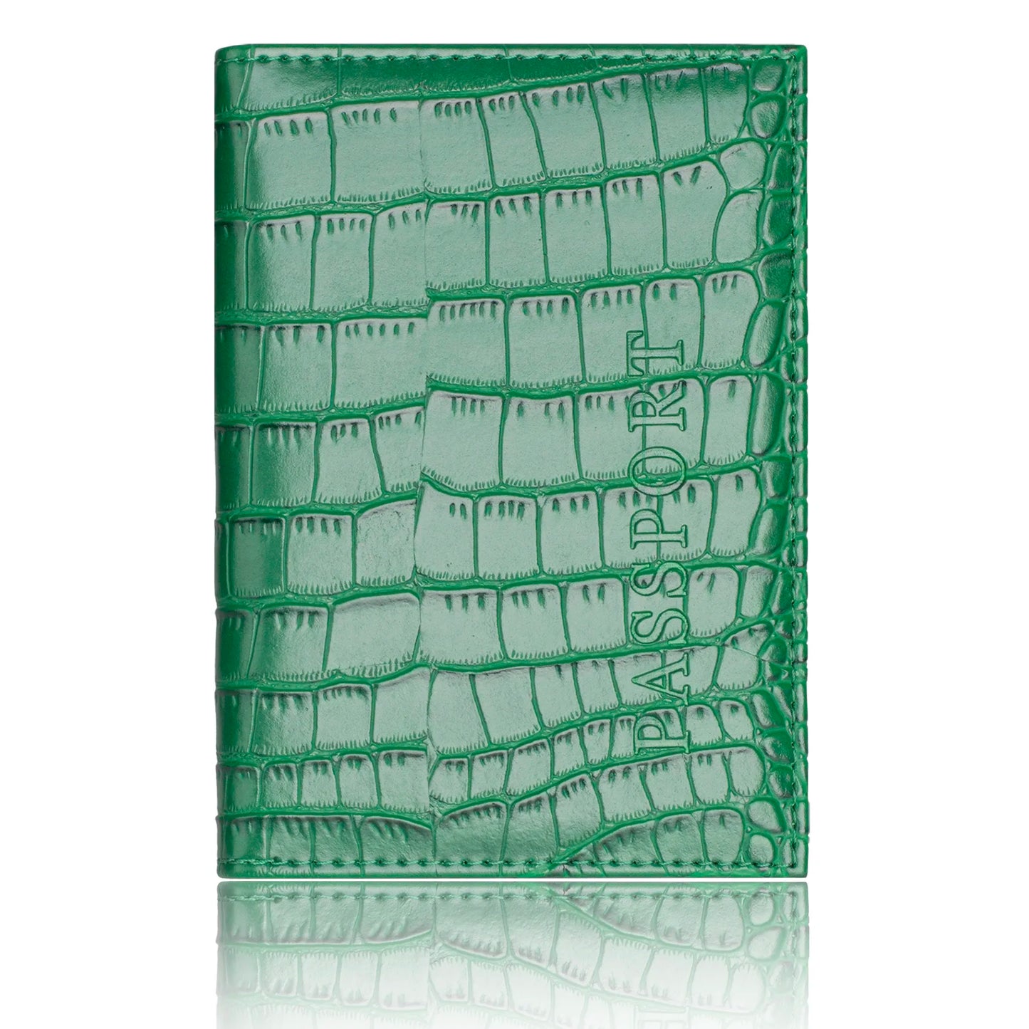 Crocodile PU Leather Passport Holder – Slim Minimalist Travel Wallet for Men & Women