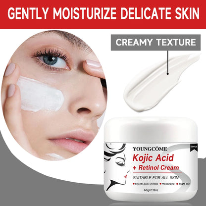 Kojic Acid & Retinol Anti-Aging Cream – Moisturizer for Wrinkle Removal, Skin Whitening and Brightening Face Care