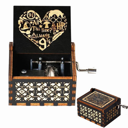 Hand-Cranked Wooden Music Box - Vintage Carved Musical Keepsake for Christmas, Birthdays, and Special Gifts