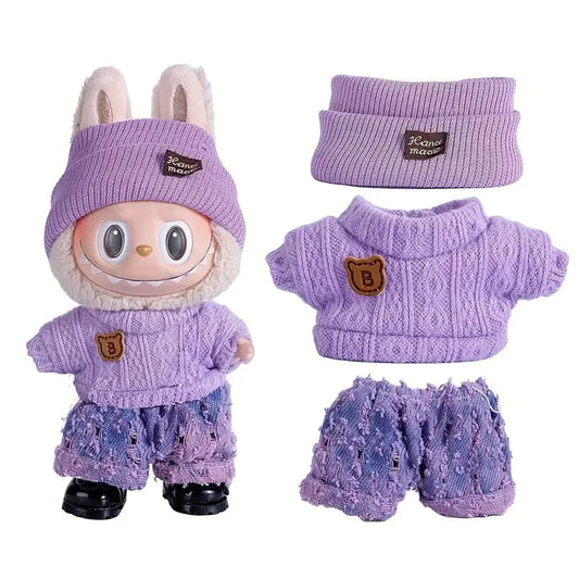 Labubu Doll Cute Sweater Set – 17cm Doll Clothes & Shoes DIY Accessories for Training, Sitting, Party Games, and Gifts