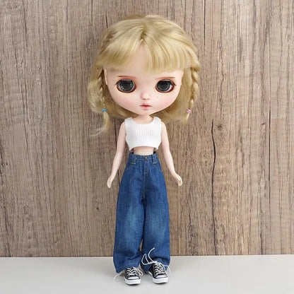 Casual DIY Doll Clothes — Handmade Cute T-Shirt, Vest & Jeans Outfit for Licca OB24/26/27 Dolls