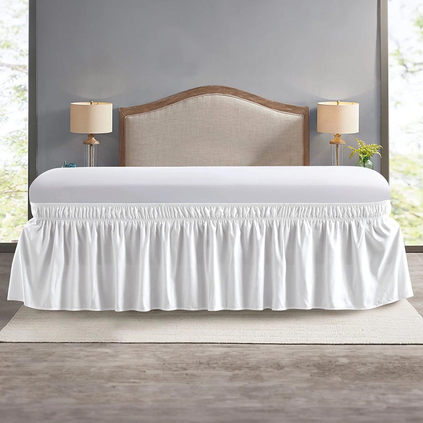 Elastic Wrap-Around Ruffled Bed Skirt – Soft, Comfortable, Fade-Resistant Bedding Protector with Easy-Fit Design for Stylish Bedroom Decor