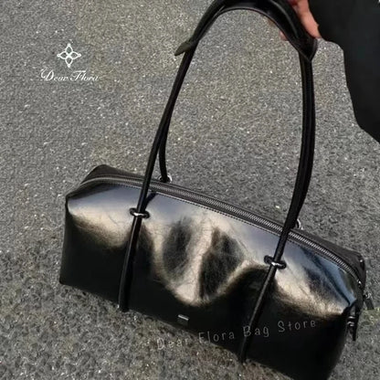 Y2K Women’s Bag — Large Capacity Boston Pillow Handbag, Spicy Girl Fashion Motorcycle Shoulder Tote Bag
