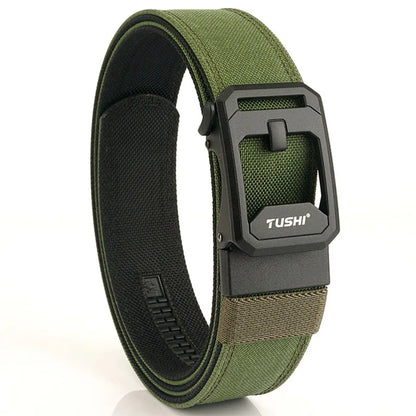 TUSHI Men's Military Tactical Belt – Heavy-Duty Sturdy Nylon with Automatic Buckle for Outdoor & Casual Wear