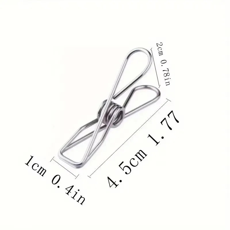 20PCS Stainless Steel Clothes Pins - Durable Metal Utility Clips for Laundry & Home
