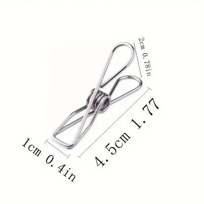20PCS Stainless Steel Clothes Pins - Durable Metal Utility Clips for Laundry & Home