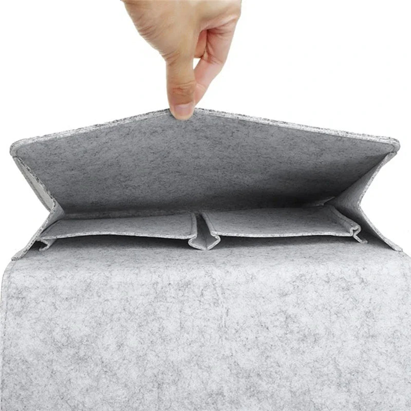 Felt Bedside Storage Organizer — Anti-Slip Hanging Pouch for Bed & Sofa