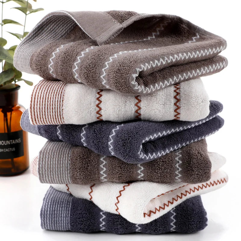 3-Piece Cotton Towel Set – 2 Hand Face Towels 35x75cm + 1 Bath Towel 70x140cm Soft Washcloth Gift Set