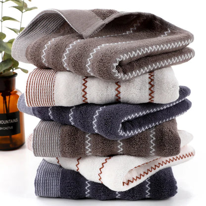 3-Piece Cotton Towel Set – 2 Hand Face Towels 35x75cm + 1 Bath Towel 70x140cm Soft Washcloth Gift Set
