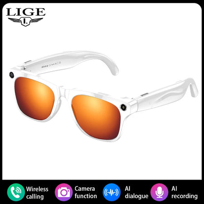 AI Smart Glasses with Camera — Bluetooth Calls, Voice Assistant, Navigation, Waterproof Smart Sports Wearable