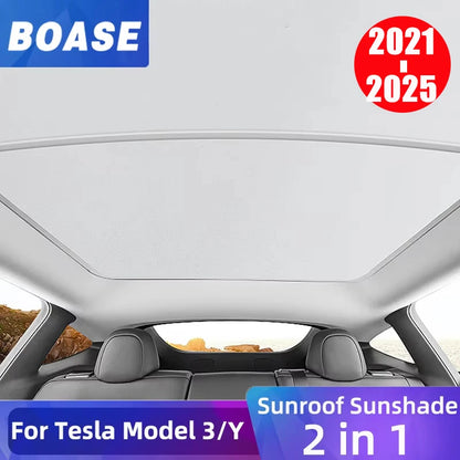 Upgraded Ice Cloth Buckle Sun Shades for Tesla Model 3 & Y (2021-2025) – Front & Rear Glass Roof Sunroof Skylight Covers