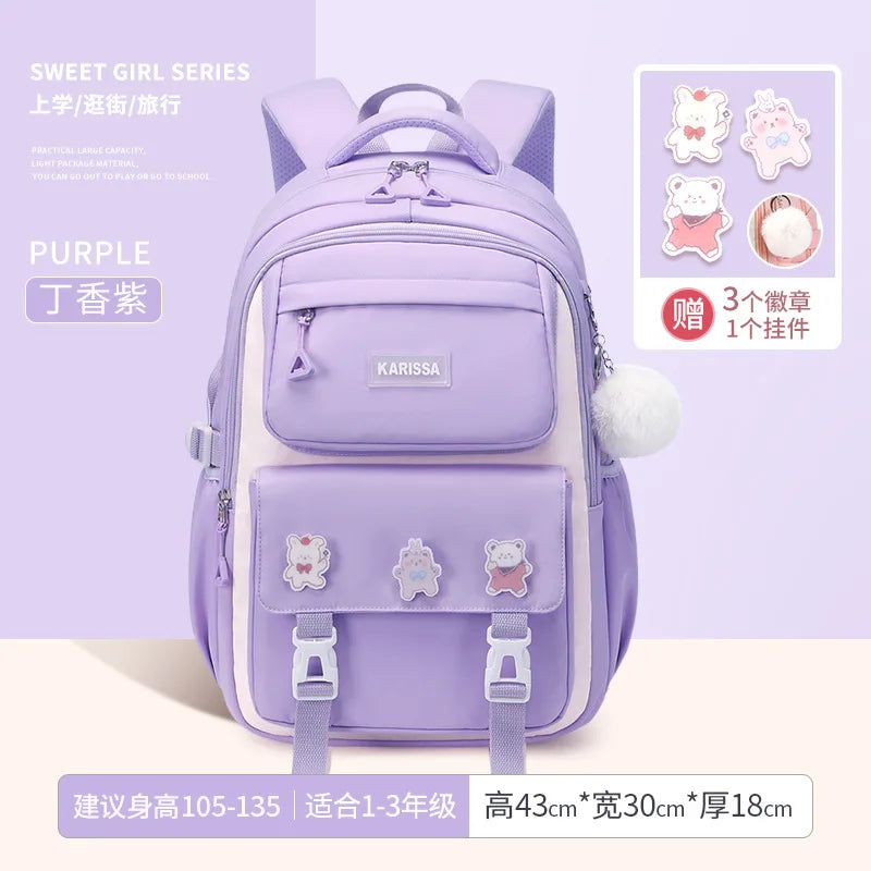 Girls’ School Backpack Set – Kawaii Water-Resistant Bookbags for Elementary Kids, Primary School Bag