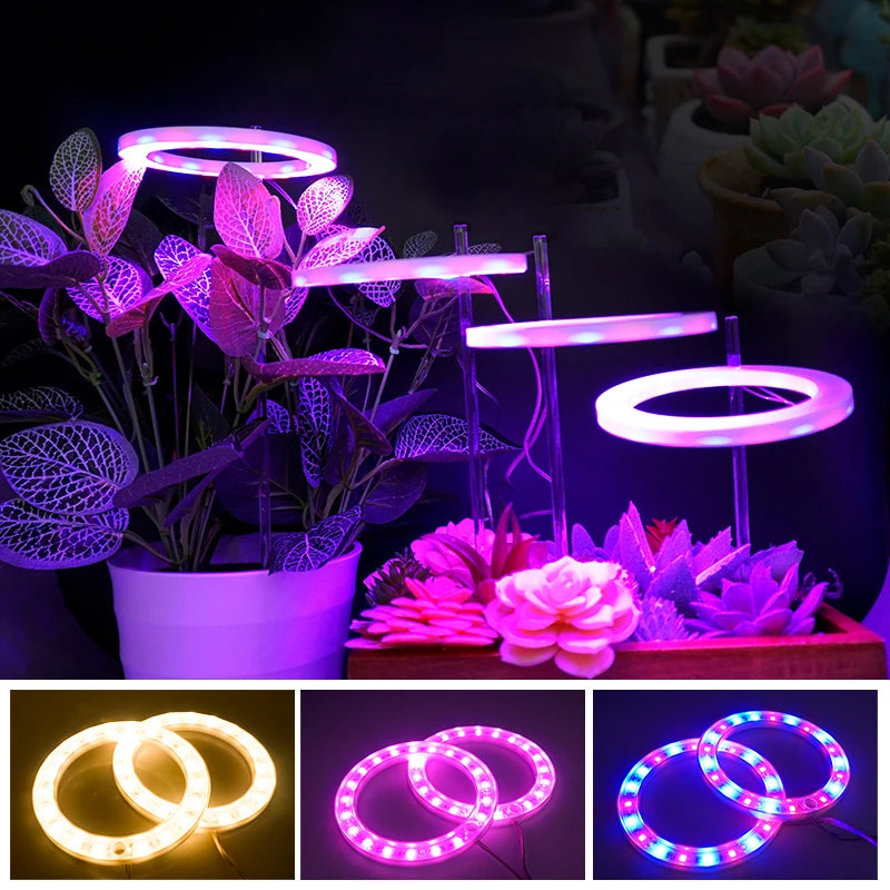 LED Full Spectrum Grow Light — USB 5V Adjustable Height Dimmable Lamp with Timer for Indoor Plants & Herbs
