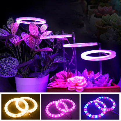 LED Full Spectrum Grow Light — USB 5V Adjustable Height Dimmable Lamp with Timer for Indoor Plants & Herbs