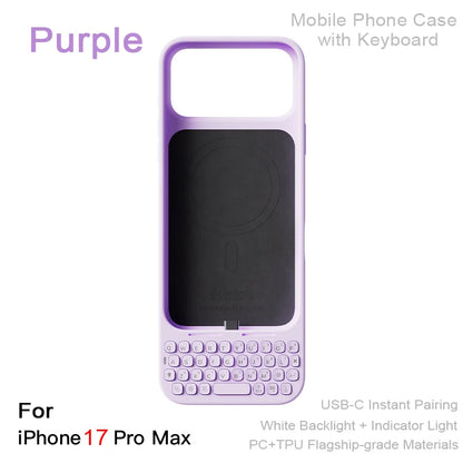 Magnetic Phone Case with Keyboard - All-in-One Wired External Keyboard Case for iPhone 16 Pro Max & 17 Pro Max