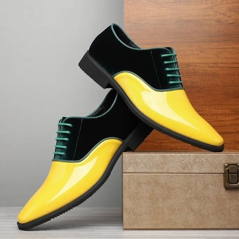 Men’s Patent Leather Oxford Shoes - Elegant Formal Business Casual and Wedding Dress Shoes in Multiple Colors