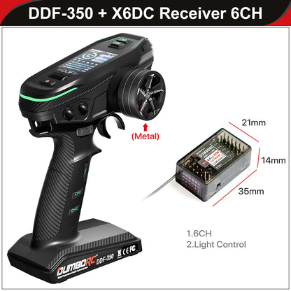 DUMBORC 2.4G 10CH Digital Radio Remote Controller – DDF-350 Transmitter with Receiver for RC Car, Boat, Tank, LCD FHSS System