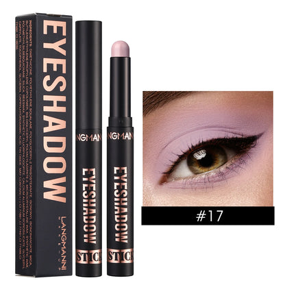 LANGMANNI 16-Color Pearl Waterproof Eyeshadow Stick – Long-Lasting Color & Face Highlight