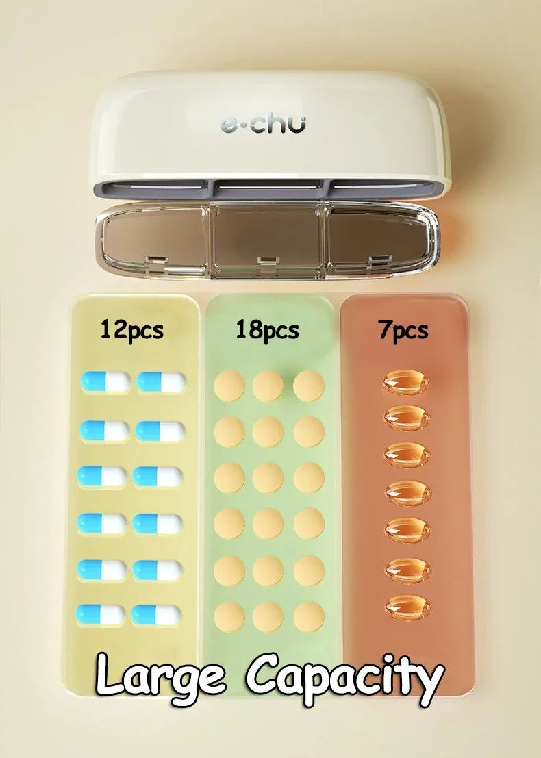 Portable Pill Organizer – 3 Times a Day Travel Pill Box with Compartments for Vitamins & Medicines, Small Pocket Medicine Case
