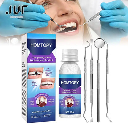 Moldable Teeth Repair Kit – Temporary Dental Replacement with Thermal Beads for Fixing Missing & Broken Teeth, Artificial Tooth Fillings