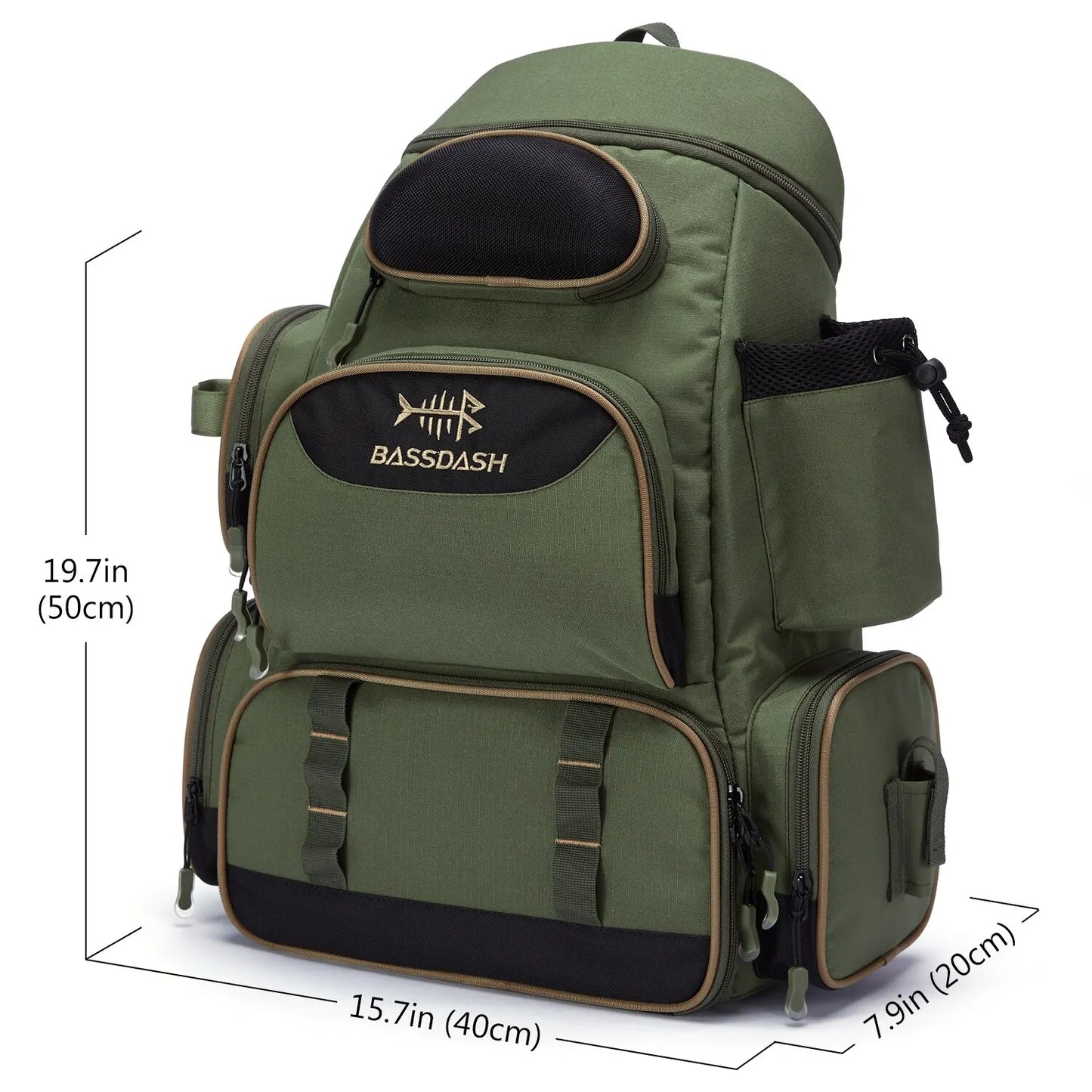 Bassdash Fishing Tackle Backpack – Lightweight Multifunctional Tactical Bag with Tackle Box