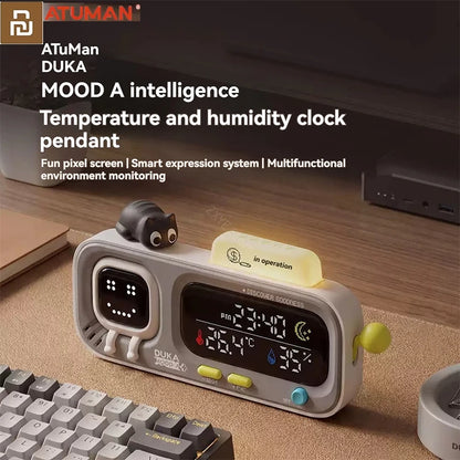 ATuMan DUKA MOOD A Smart Thermometer - Rechargeable Temperature & Humidity Monitor Clock for Indoor Decor