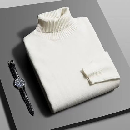 Men’s Knitted Turtleneck Sweater - Slim Fit Long Sleeve Anti-Pilling Pullover for Autumn Streetwear Style