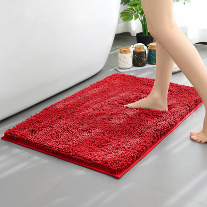 Chenille Long-Haired Bath Mat – Absorbent Bathroom Floor Mat for Tub, Living Room, and Entrance Foot Pad