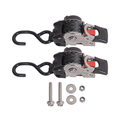 2 Pack Bolt-On Retractable Ratchet Tie Down Straps – Heavy Duty Stainless Steel Auto Retracting Cargo Securing Straps for Transport & Truck Use