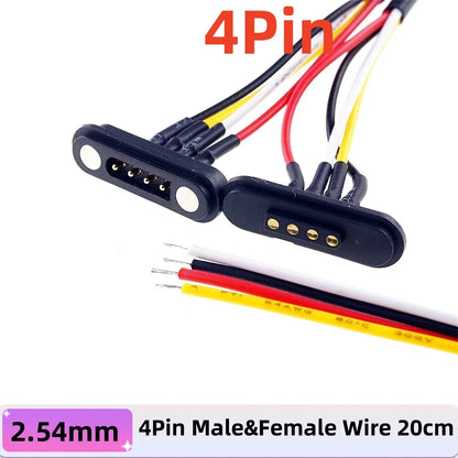 Magnetic Pogo Pin Connector - 2A Waterproof Spring-Loaded 2.54mm Male Female DC Power Socket, 2/3/4/5/6 Position Contact Strip