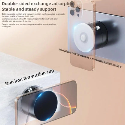 Vacuum Adsorption Magnetic Phone Mount – Double-Sided Hands-Free Magnetic Holder for Car, Gym, Mirror, Smooth Surfaces