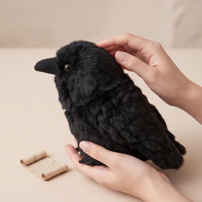 Kawaii Black Crow Plush Toy - Realistic Soft Bird Stuffed Animal for Gothic Room Decor and Gifts, 10cm or 20cm