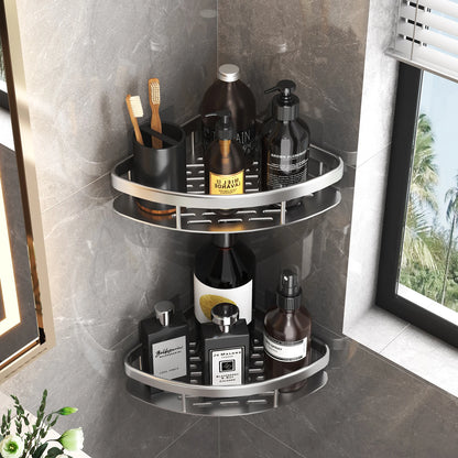 Aluminum Alloy Bathroom Shelf - No Drill Kitchen Storage Organizer, Shampoo Rack, Shower Shelf, Easy Install Bathroom Accessories